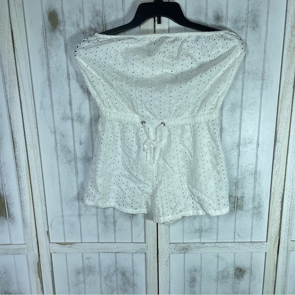 Roxy Young Women's Angels Song Romper Bright White M cottage core embroidered - Picture 3 of 12